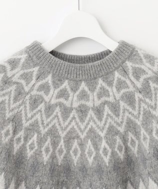 自由区 L フェアアイル クルーネックニット ライトグレー系