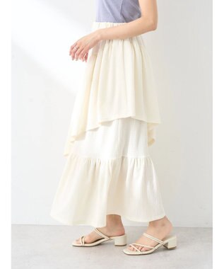 earth music&ecology カットティアードスカート Ivory