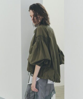 YECCA VECCA ボリュームギャザーデザインZIPブルゾン Khaki