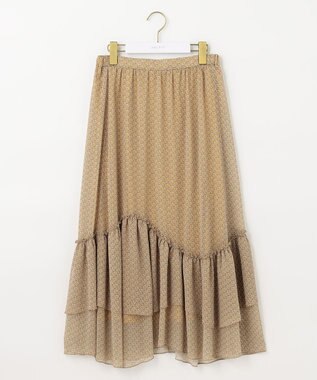 ANY SIS 【洗える】ティアードプリント スカート マスタード系