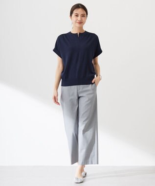 J.PRESS LADIES L 【WEB限定カラーあり・洗える】Vis/Peスパーク バンドカラー ニット ネイビー系