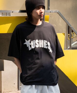 WEGO ダメージアップリケグラフィックT（SS） ブラック