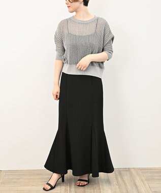 TOQUE 25SS新作〈大草直子さんアドバイザー〉【天然素材】シルク×コットン粗メッシュニットドルマンスリーブ5分袖 グレー