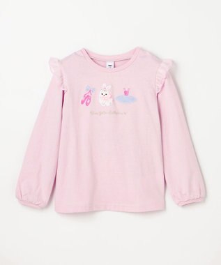 ANY KIDS おけいこモチーフ刺繍入り 長袖Tシャツ ラベンダー（うさぎ×バレエ）
