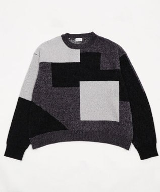 WEGO 【ユニセックス着用ITEM】ベロアモールカラーブロックプルオーバー ブラック中濃色