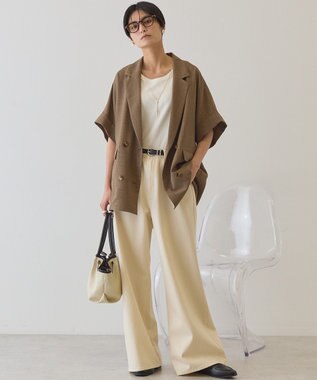 AMERICAN HOLIC 【先行予約】【イージーケア】リネンライク半袖ジャケット Brown