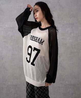 WEGO ロゴメッシュジャガードニット 柄1