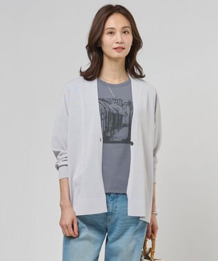J.PRESS LADIES COOL ヴィスコース ミドル丈 カーディガン ライトグレー系