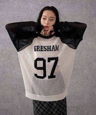 WEGO ロゴメッシュジャガードニット 柄1