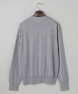 GOTAIRIKU 体温調整に【洗える/チクチクしにくい/ピリングしにくい】イタリア糸 ハイゲージ カーディガン_WOOL100% グレー×バーズアイ柄(25年新色)