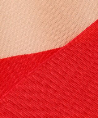 ICB 【洗える】 シアースムースボーダー ニット レッド×チノベージュ系