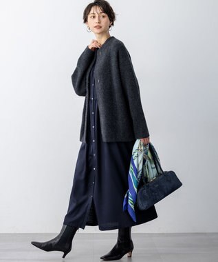 23区 S 【見上愛さん着用】ラクーンブレンドダブルフェイス ニット アウター グレー系