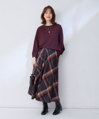  【親子連動/洗濯機可能/ウエストゴム】チェックフレアスカート