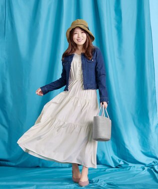 Tiaclasse 【2WAY・洗える】パフスリーブティアードマキシワンピース アイボリー