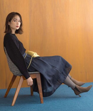 組曲 【手洗い可】ELENAスパンコールドルマン ニット ブラック系