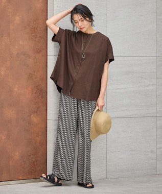 ANY フレンチリネンシャツブラウス ブラウン