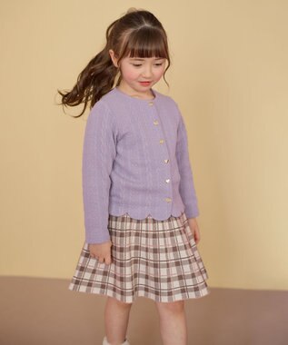 ANY KIDS ふくれ ジャガード カーディガン ラベンダー