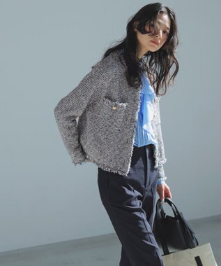 ICB 【2WAY】 セシェシルキーローン ラッフルブラウス サックス