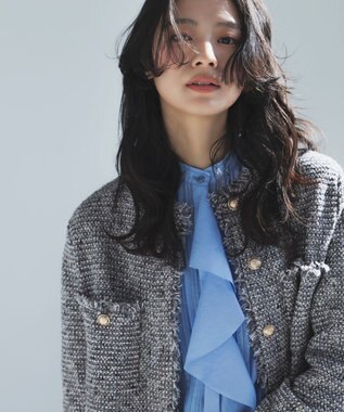 ICB 【2WAY】 セシェシルキーローン ラッフルブラウス サックス