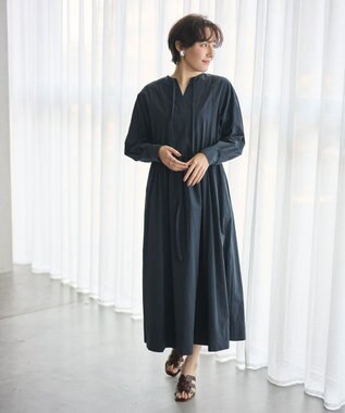 #Newans 【撥水加工/洗濯機可能】ドルマンスリーブドロストワンピース ネイビー