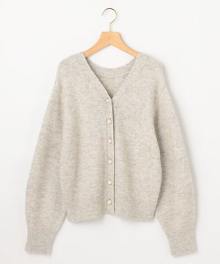 組曲 【加藤ローサさん着用 / 前後着用可】スパンコールヤーン カーディガン ライトグレー系