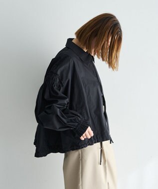 YECCA VECCA ボリュームギャザーデザインZIPブルゾン Black