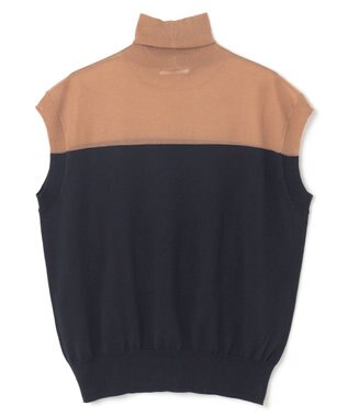 BEIGE， 【洗える】CARNOT / バイカラーニット Navy×Camel
