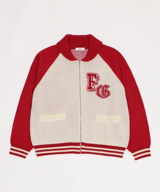 WEGO 【ユニセックス着用ITEM】グラフィックZIPニットブルゾン レッドその他