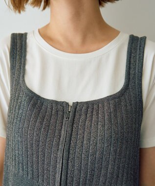 YECCA VECCA ZIPニットビスチェ Silver