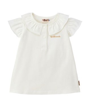 MIKI HOUSE HOT BISCUITS 【70-110cm】 天竺素材 フリル 半袖Tシャツ 白