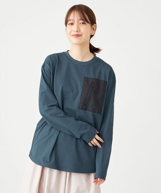 SHARE PARK LADIES 【UVカット・吸水速乾・ストレッチ・軽量 】ＺＩＰポケットＴシャツ（S・Mサイズ） ネイビー系