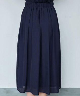 Tiaclasse L 【セットアップ対応・洗える】シアーチェックフレアスカート ネイビー