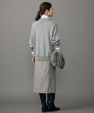 自由区 S ペーパーウールコットン襟付き ニット グレー系