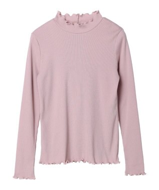 earth music&ecology チェーンリブハイネックプルオーバー Pink