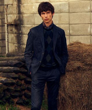 JOSEPH ABBOUD 【ストレッチ/スウェードタッチ/JAPAN素材】 ストレッチスウェード パンツ ネイビー系