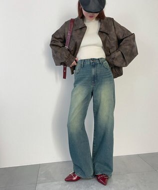 WEGO 【新色追加/美脚/XSSMLサイズ展開】ストレートデニムパンツ デニム中濃加工色