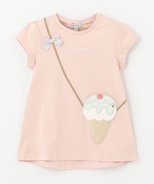 ANY KIDS 接触冷感ポシェットTシャツ ピンク×アイス