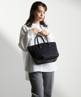 Y'SACCS ナイロン×リサイクルレザー　ホック2WAYトート　Sサイズ ブラック