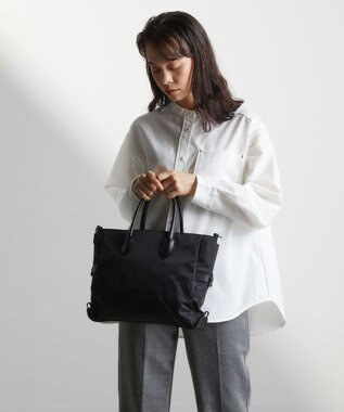 Y'SACCS ナイロン×リサイクルレザー　ホック2WAYトート　Sサイズ ブラック
