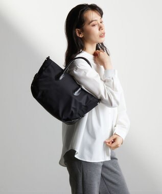 Y'SACCS ナイロン×リサイクルレザー　ホック2WAYトート　Sサイズ ブラック