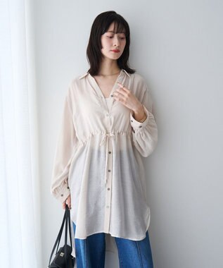 YECCA VECCA シアー2way袖バルーンチュニック Light Beige