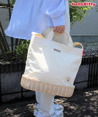 ROOTOTE 8365【サンリオ:カゴバッグ】IP.ミディアム2way.スロース.ハローキティ-A 01：アイボリー