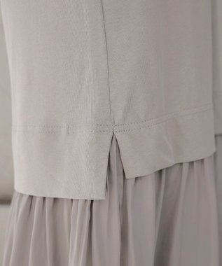 Tiaclasse 【洗える】カットソーコンビヴィンテージサテンワンピース グレージュ