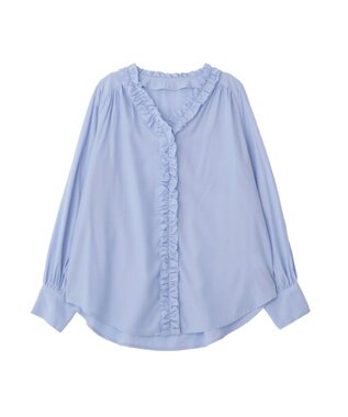 YECCA VECCA フリルVネックブラウス Blue