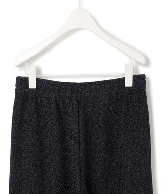 ICB L 【洗える】 シャイニーラメジャガード セミワイドパンツ ブラック系