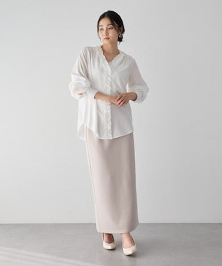 YECCA VECCA フリルVネックブラウス White