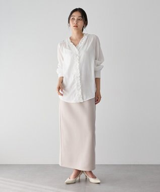 YECCA VECCA フリルVネックブラウス White