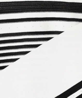 自由区 【UVカット・洗える】クレープストレッチボーダー ニット オフホワイト×ブラック(ボーダー)