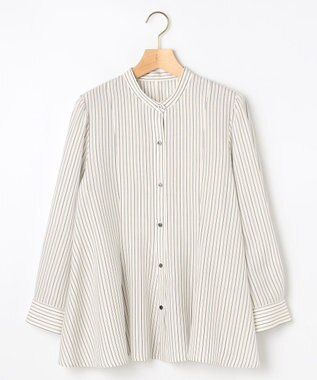 組曲 リヨセルシャーティングペプラム ブラウス ベージュストライプ系1