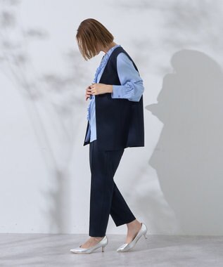 YECCA VECCA フリルVネックブラウス Blue